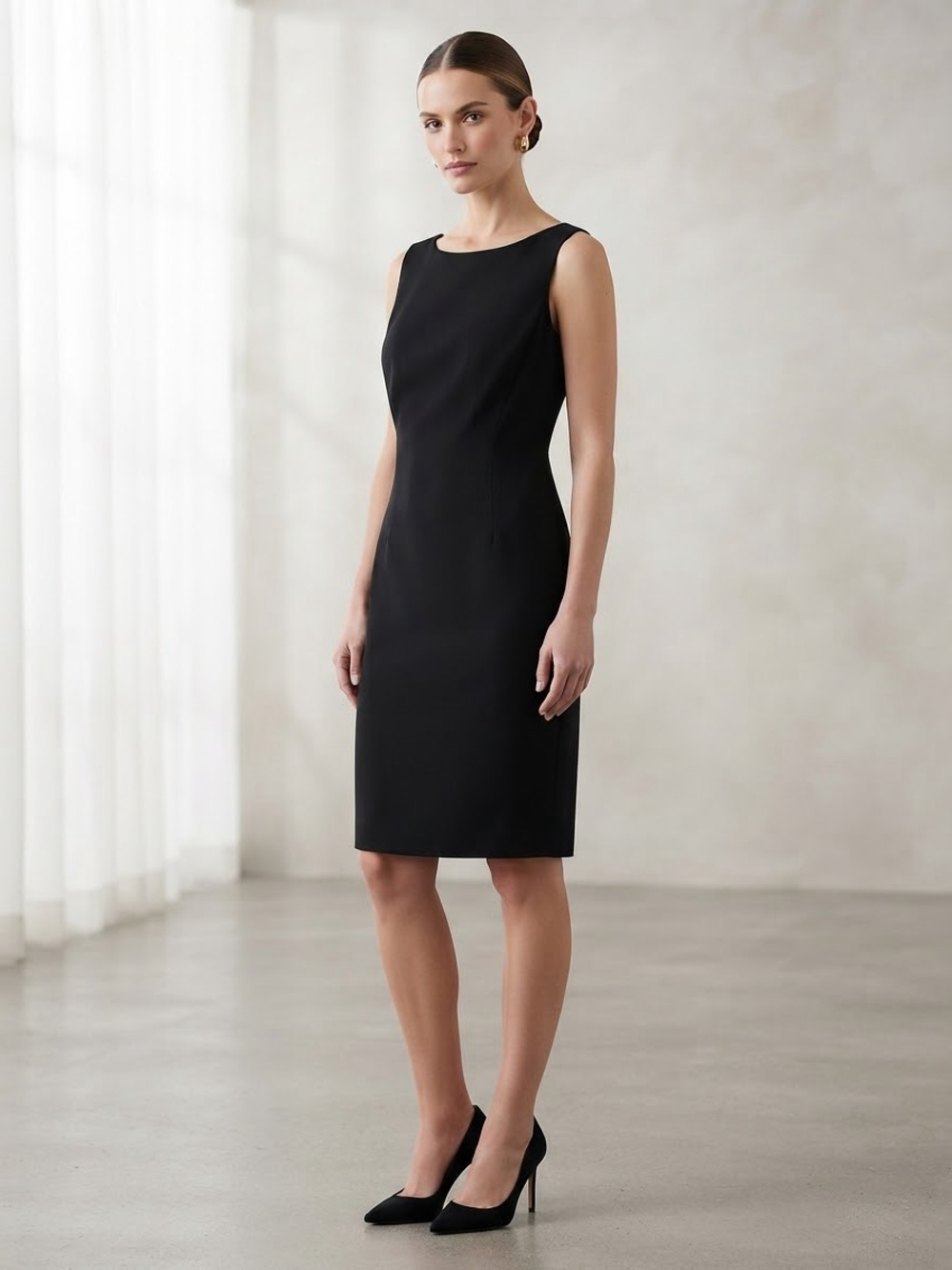Ann Taylor Black Sleeveless Sheath Dress